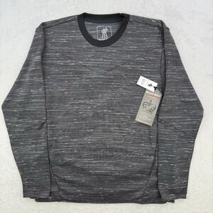 Royal Blue Shirt Mens Long Sleeve T-Shirt Charcoal Marled Zippers Tee XL‎